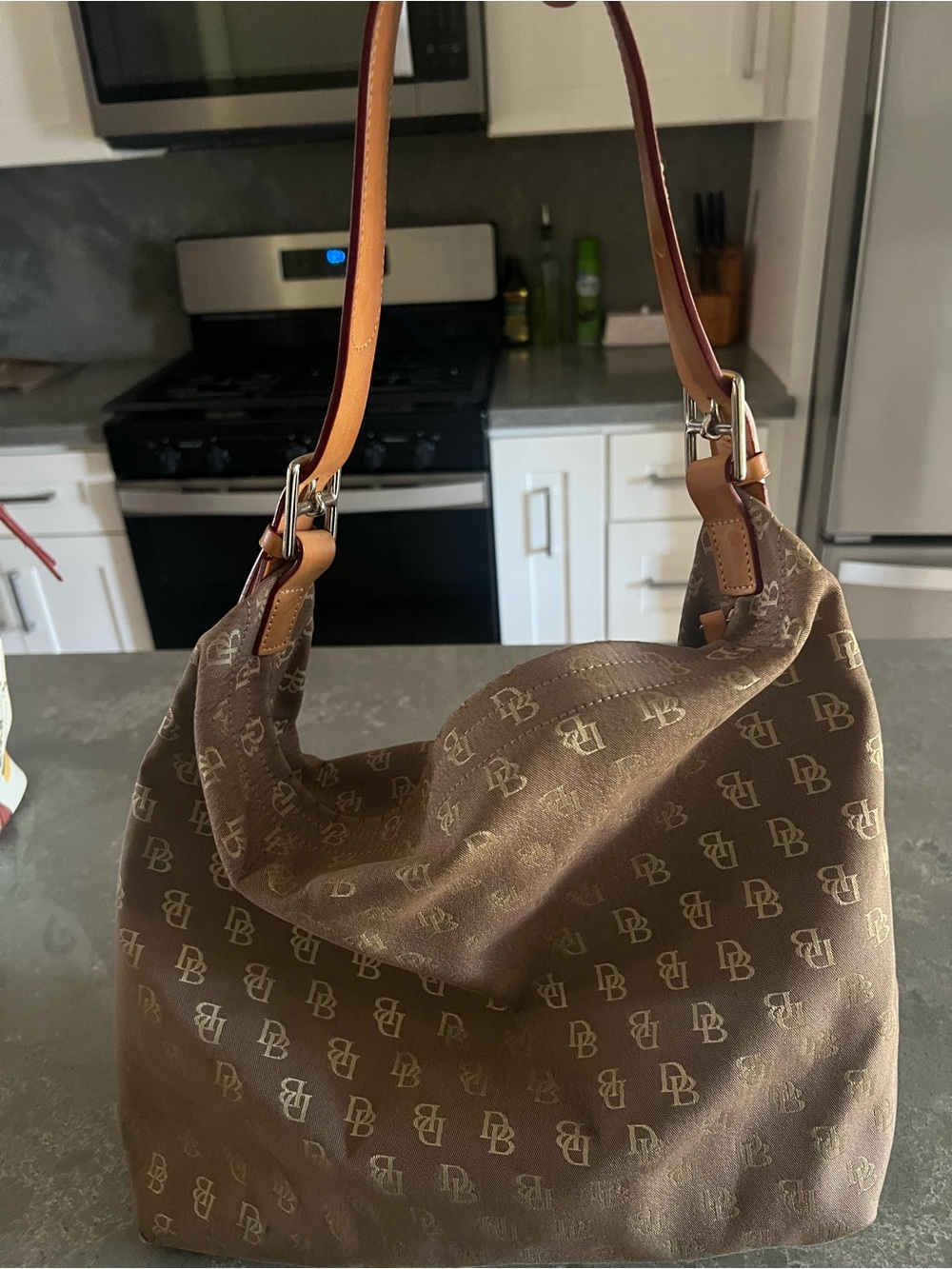 Dooney & Bourke Brown Signature Monogram Hobo Shoulder Bag